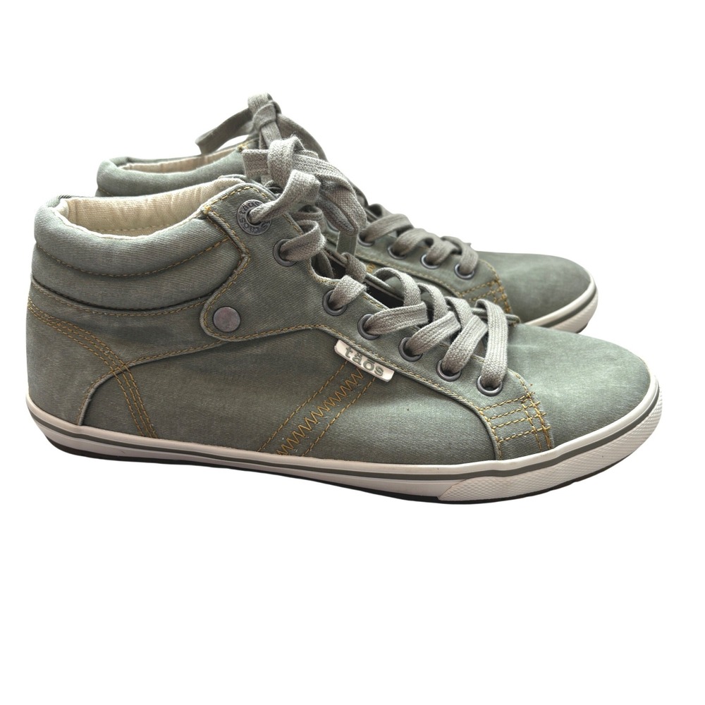 Taos Top Star High Top Sneakers Womens Size 8 Sage Green Canvas Lace Up Comfort